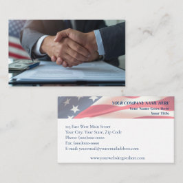 Patriotic Finance & Insurance Handskakning Visitkort