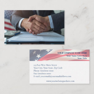 Patriotic Finance & Insurance Handskakning Visitkort