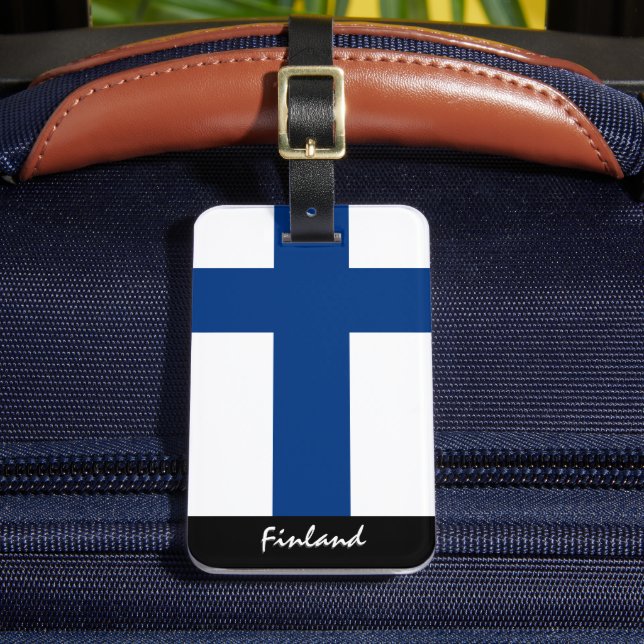 Patriotic Finlands resgodsmärkning, finska Flagga Bagagebricka (Framsida Insitu 2)