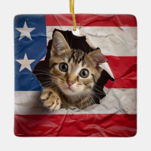 Patriotic Firande Julgransprydnad Keramik