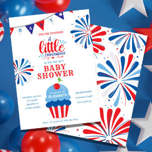 Patriotic Firecracker från juli Baby Shower Inbjudningar