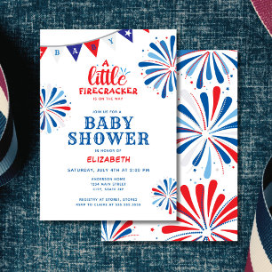 Patriotic Firecracker från juli Baby Shower Inbjudningar