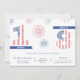 Patriotic Firecracker Kids Joint Birthday Party Inbjudningar