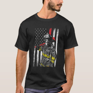 Patriotic Firefighter American USA flagga Fireman T Shirt
