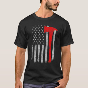 Patriotic Firefighter Fireman American Flagga Ax R T Shirt
