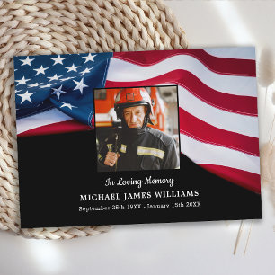 Patriotic Firefighter Memorial USA flagga Funeral Tack Kort