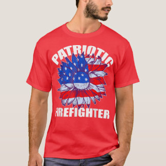 Patriotic Firefighter Solros retro-jobb america T Shirt