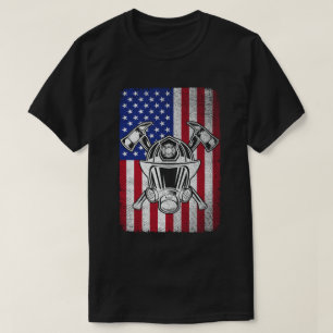 Patriotic Fireman USA American Flagga Firefighter T Shirt
