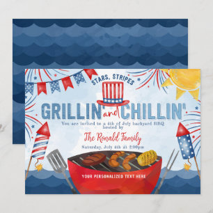 Patriotic Fireworks 4:e juli Backyard BBQ Party Inbjudningar