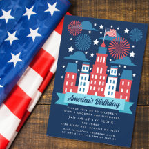 Patriotic Fireworks 4:e juli-inbjudan till Cookout