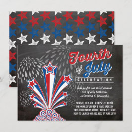 Patriotic Fireworks 4:e juli Rustic BBQ Party Inbjudningar
