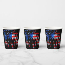 Patriotic Fireworks American Flagga Black