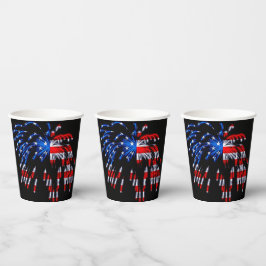 Patriotic Fireworks American Flagga Black