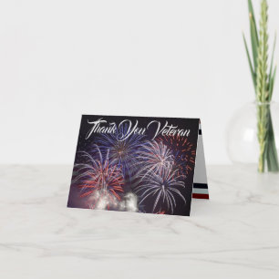 Patriotic Fireworks, Flagga & Eagle Veteran Kort