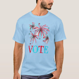 Patriotic Fireworks Red Blue VOTE Val Day USA Tee Shirt