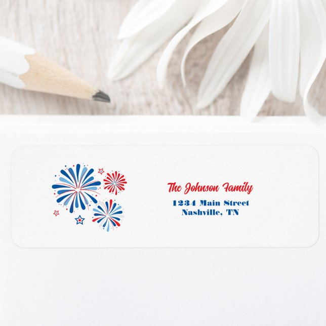 Patriotic Fireworks Return-adressetikett Returadress Etikett (Patriotic Firework Personalized Return Address Labels)