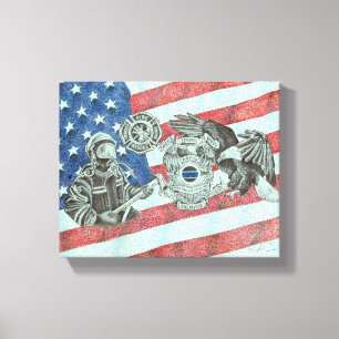 Patriotic First Responder Canvastryck