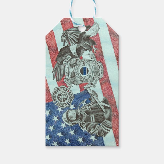 Patriotic First Responder Presentetikett (Framsidan)