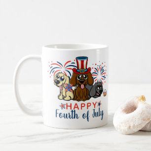 Patriotic Fjärde juli Hundar Fireworks Kaffemugg