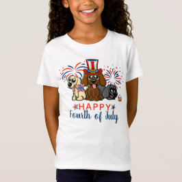 Patriotic Fjärde juli Hundar Fireworks T Shirt