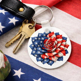 Patriotic Flag Floral Illustration Nyckelring