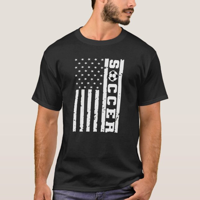 Patriotic Flag US Soccer Tee, American Flag Soccer T Shirt (Framsida)