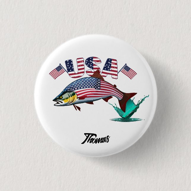 Patriotic Flagga Covered Rainbow Trout Knapp (Framsida)