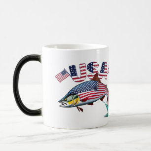 Patriotic Flagga Covered Rainbow Trout Magisk Mugg