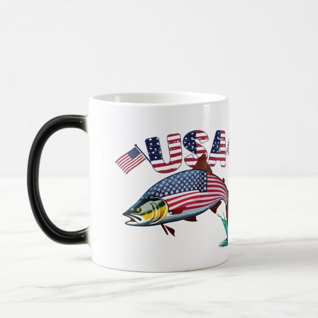 Patriotic Flagga Covered Rainbow Trout Magisk Mugg (Vänster)