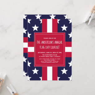 Patriotic, Flagga Day, Summer Party, Cookout Inbju Inbjudningar