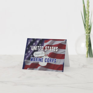 Patriotic Flagga Dogtag Marine Corps Kort