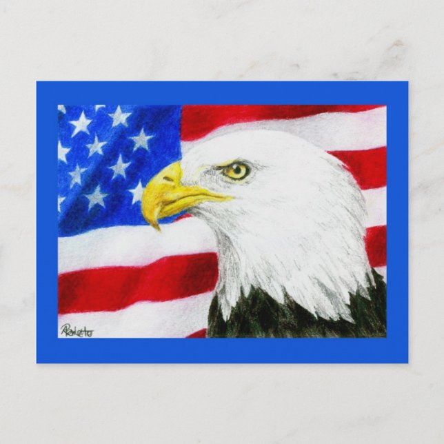 Patriotic Flagga, Eagle Postcard - "Amerikanska Pr Vykort (Framsida)