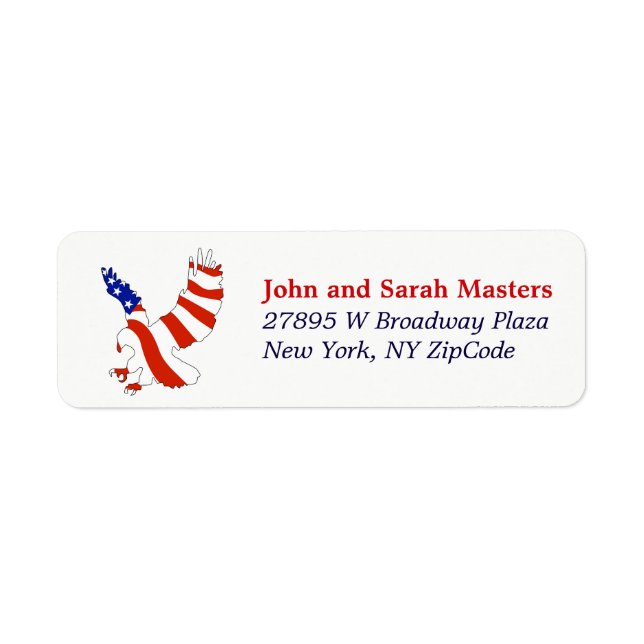 Patriotic Flagga Eagle Returadress Returadress Etikett (Framsidan)