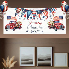 Patriotic Flagga Family Reunion 4 juli Bunting