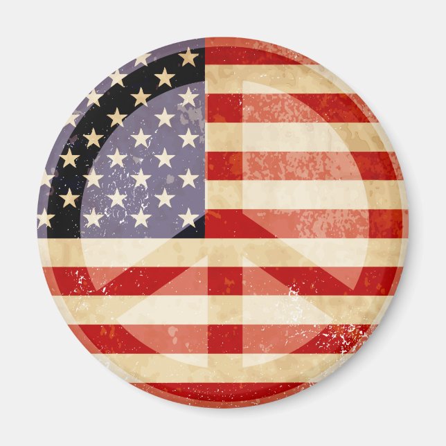Patriotic Flagga Fredstecken Magnet (Framsidan)