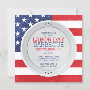 Patriotic Flagga Labor Day Summer Barbecue Party Inbjudningar