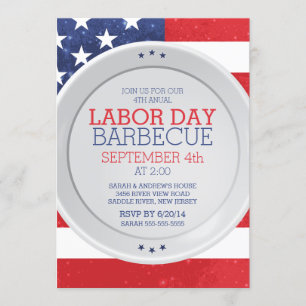 Patriotic Flagga Labor Day Summer Barbecue Party Inbjudningar