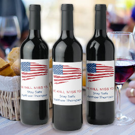 Patriotic Flagga Milidier Going Away Party W Vinflaska Etikett