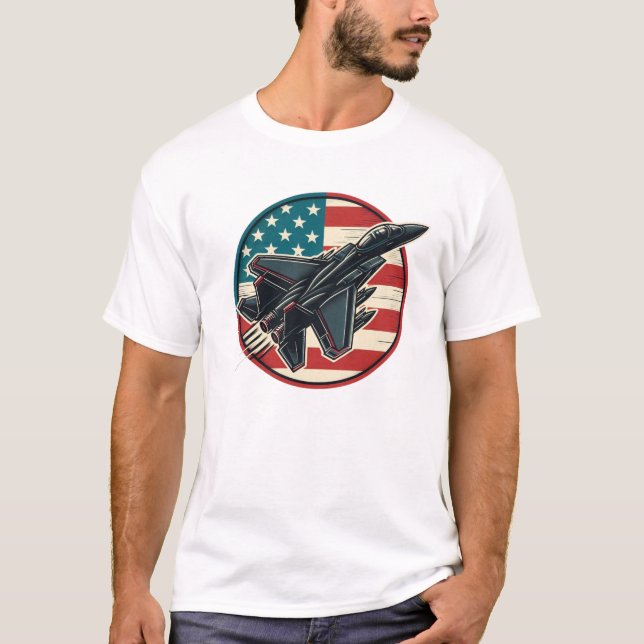 Patriotic Flagga och F-15 Jet T Shirt (Framsida)