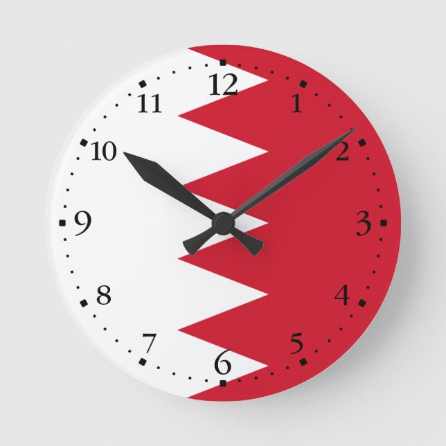 Patriotic Flagga of Bahrain Round Clock Rund Klocka (Framsida)