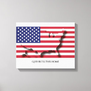 Patriotic Flagga of USA AMERICA Customized Text Canvastryck