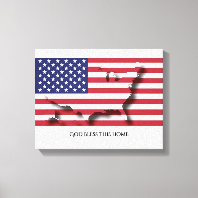 Patriotic Flagga of USA AMERICA Customized Text Canvastryck (Framsida)