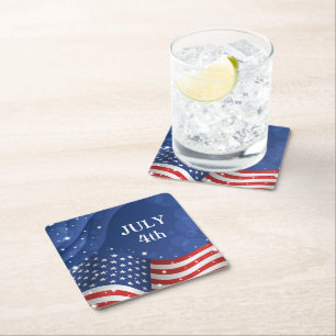 Patriotic Flagga Papper Drink Underlägg Kvadrat