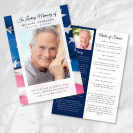 Patriotic Flagga Photo Memorial Service Program