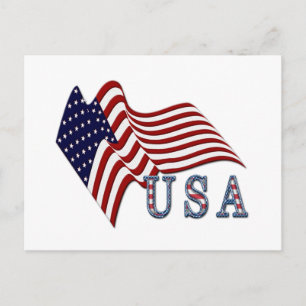 Patriotic Flagga Postcard Vykort
