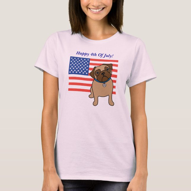 Patriotic Flagga Pug Tees för barn och Vuxnor Tröja (Framsida)