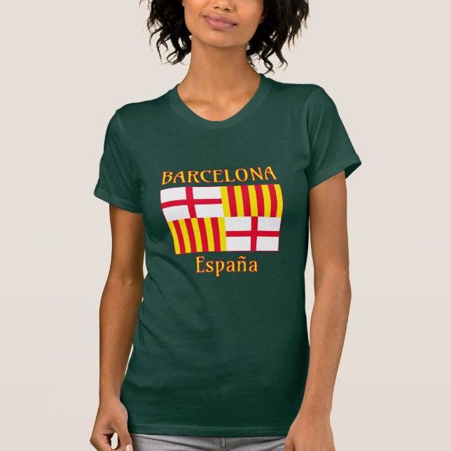 Patriotic Flagga Red White Gult Barcelona T Shirt (Framsida)