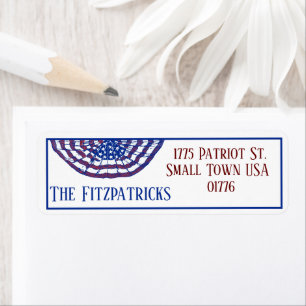 Patriotic Flagga Rosette Red White och Blue Adress Returadress Etikett