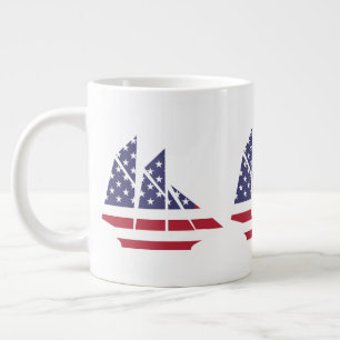 Patriotic Flagga Sailboat Coffee Mugg Specialty Mu Jumbo Mugg