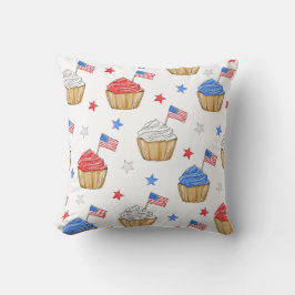 Patriotic Flagga Stars Cupkaka Rött vitt blått Kudde